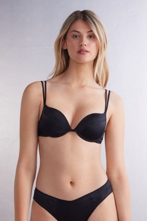 Intimissimi Simona Super Push-up Bra In Silk Crne | SN-ITMSM57310