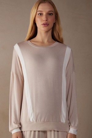 Intimissimi Simple Elegance Long Sleeve Top In Modal Roze | SN-ITMSM58239