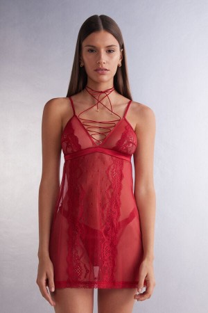 Intimissimi Sinful Fantasies Lace And Tulle Babydoll Crvene | SN-ITMSM57824