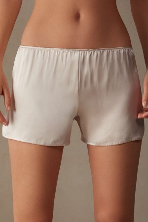 Intimissimi Smooth Silk-satin Shorts Bež | SN-ITMSM58314