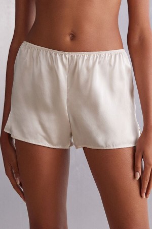 Intimissimi Smooth Silk-satin Shorts Bijele | SN-ITMSM58315