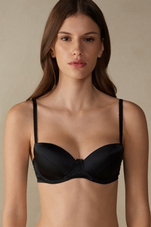 Intimissimi Sofia Balconette Bra In Silk Crne | SN-ITMSM56482