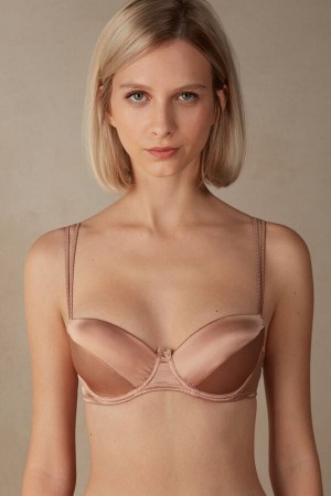 Intimissimi Sofia Balconette Bra In Silk Bež | SN-ITMSM56485