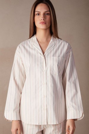 Intimissimi Soft Spring Long Sleeve Button-up Shirt Bijele | SN-ITMSM58249