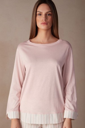 Intimissimi Soft Spring Long Sleeve Cotton Top Roze | SN-ITMSM58250