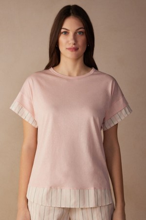 Intimissimi Soft Spring Short Sleeve Cotton T-shirt Roze | SN-ITMSM58341