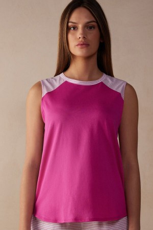 Intimissimi Strawberry Milkshake Tank Top In Supima® Ultrafresh Cotton Roze | SN-ITMSM58344