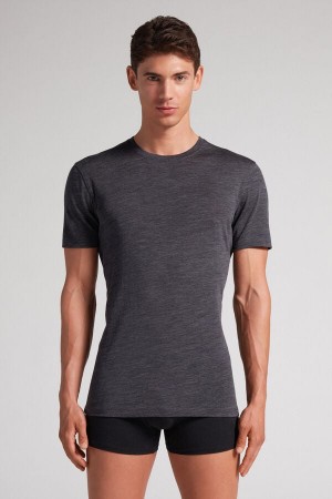 Intimissimi Stretch Merino Vuna Short-sleeve T-shirt Tamno Sive | SN-ITMSM58590