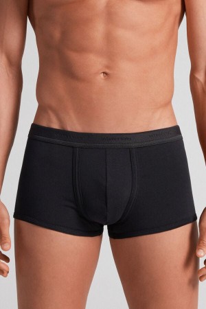 Intimissimi Stretch Supima® Cotton Boxer Shorts With Logo Detail Crne | SN-ITMSM58496