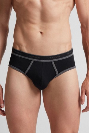 Intimissimi Stretch Supima® Cotton Brief With Logo Detail Crne | SN-ITMSM58551