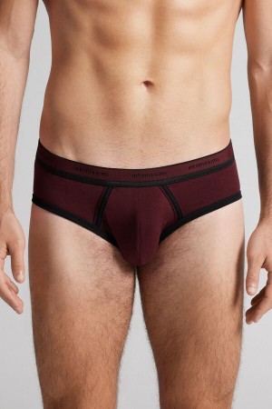 Intimissimi Stretch Supima® Cotton Brief With Logo Detail Bordo | SN-ITMSM58579