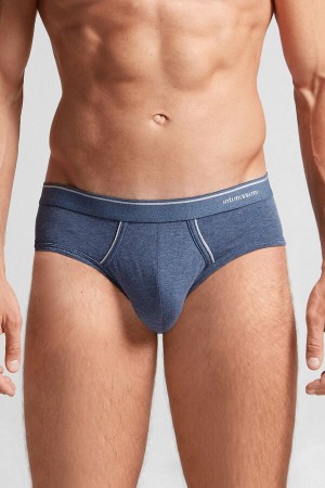 Intimissimi Supima Cotton Briefs With Visible Elastic Plave | SN-ITMSM58550