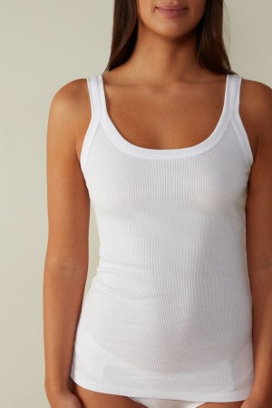 Intimissimi Tank Top In Supima® Cotton Bijele | SN-ITMSM57928