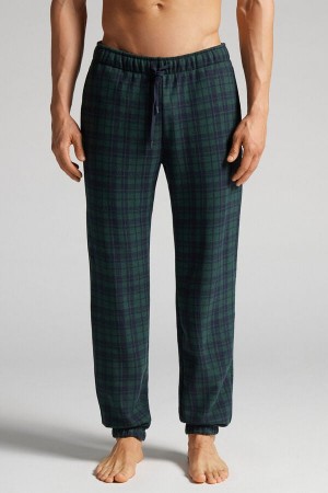 Intimissimi Tartan Patterned Tricot Full Length Pants Plave | SN-ITMSM58768