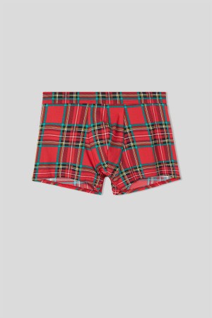 Intimissimi Tartan Print Microfiber Boxers Crvene | SN-ITMSM58533