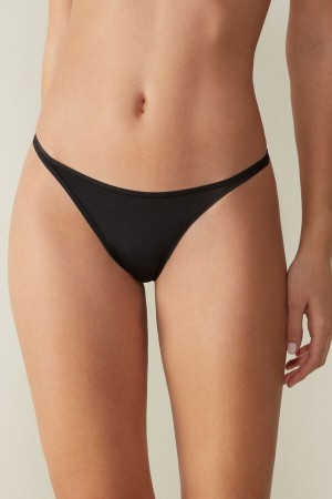 Intimissimi Thong With Ultralight Microfiber Straps Crne | SN-ITMSM57709