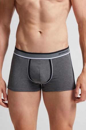 Intimissimi Two-tone Boxers In Stretch Supima® Cotton Crne | SN-ITMSM58464