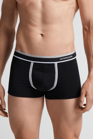 Intimissimi Two-tone Boxers In Stretch Supima® Cotton Crne | SN-ITMSM58465