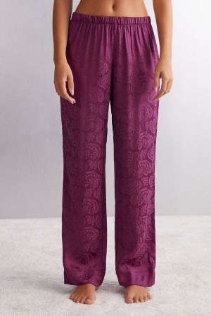 Intimissimi Velvet Paisley Satin Jacquard Full Length Pants Ljubičaste | SN-ITMSM58282