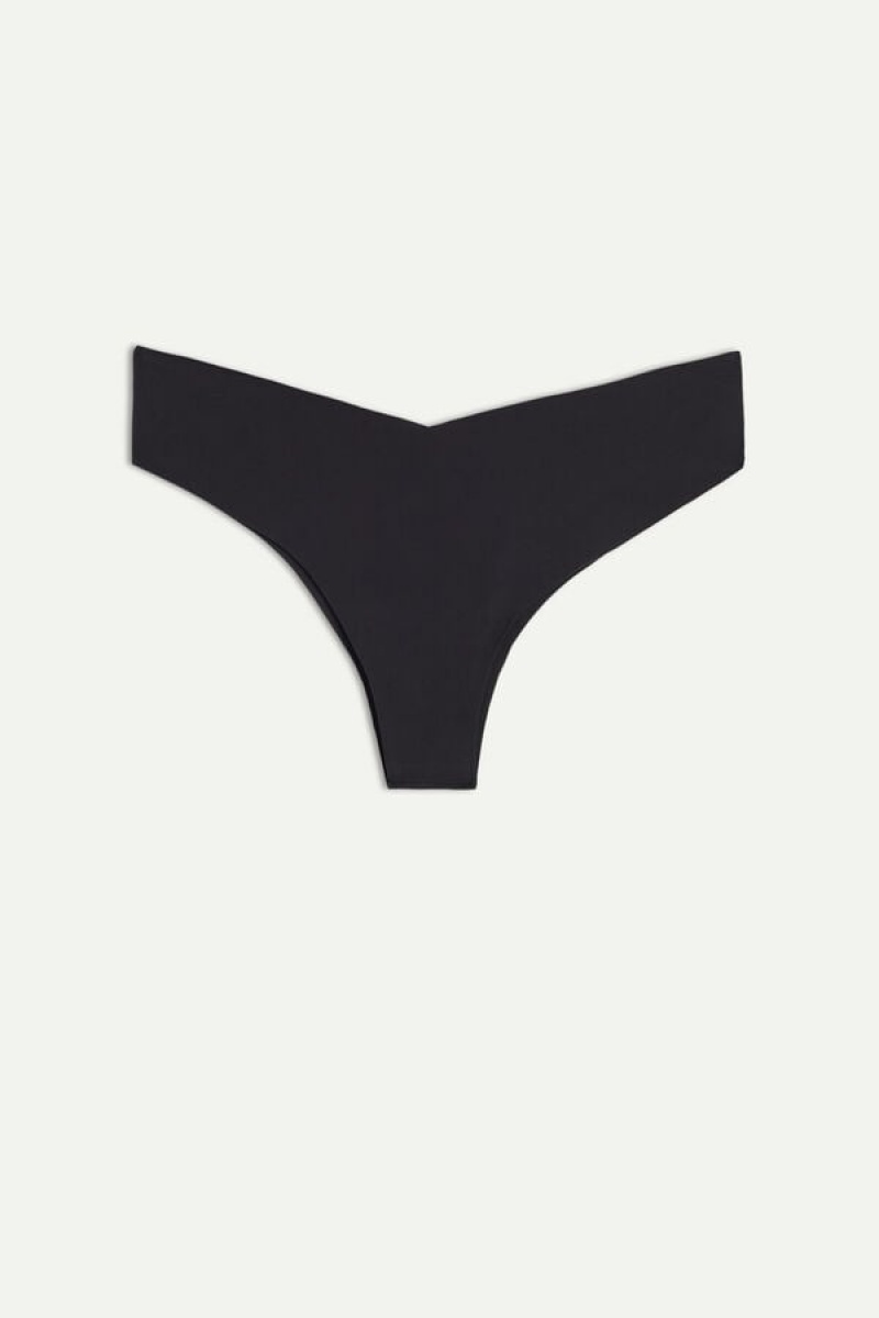 Intimissimi 80s-style Brazilian Panties In Ultralight Microfiber Crne | SN-ITMSM57426