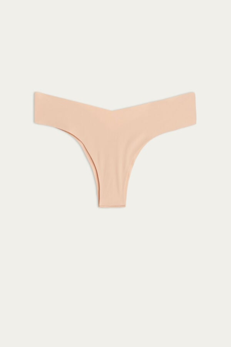 Intimissimi 80s-style Brazilian Panties In Ultralight Microfiber Bež | SN-ITMSM57427