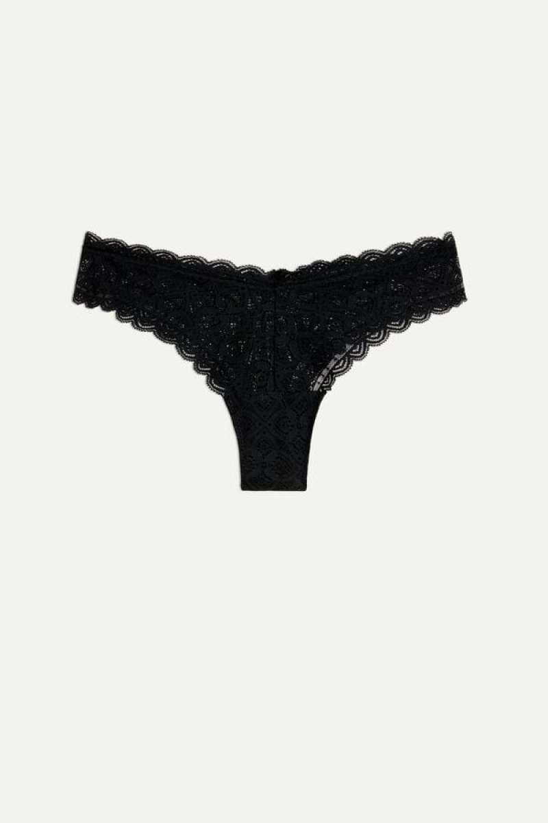 Intimissimi 80s-style Lace Brazilian Crne | SN-ITMSM57433