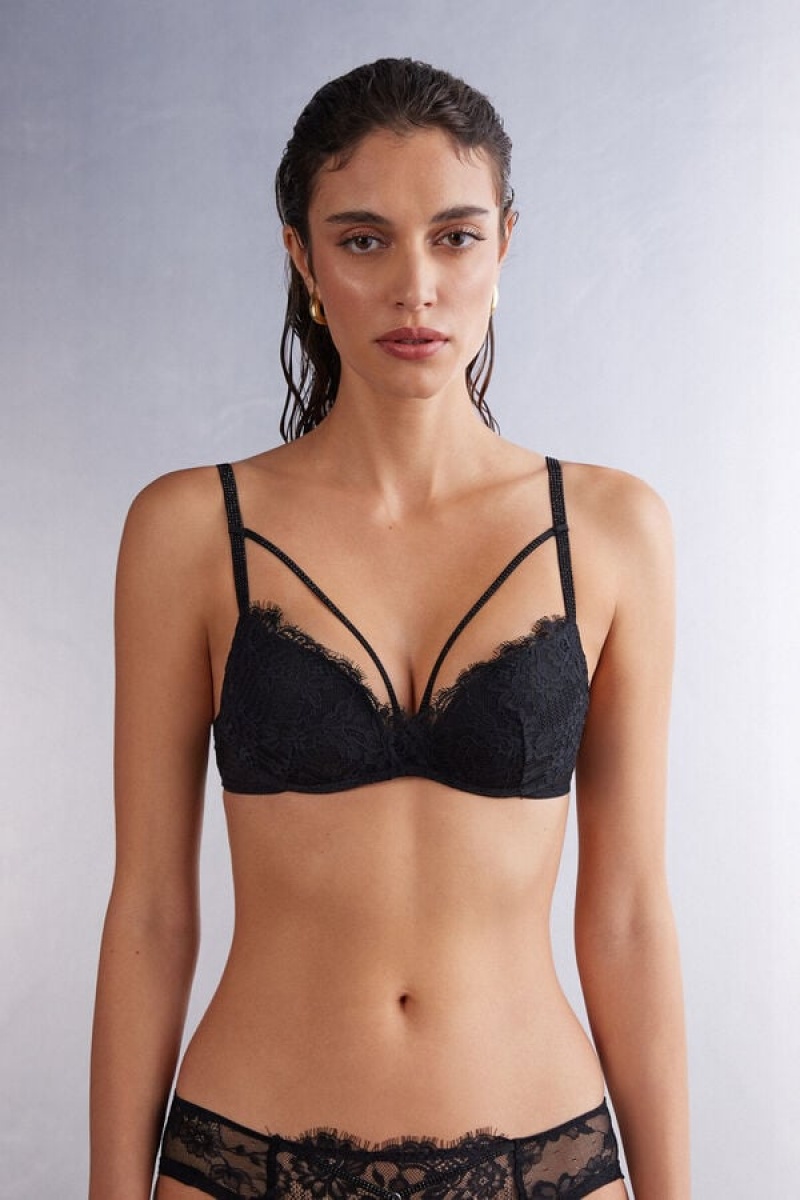 Intimissimi A Special Moment Gioia Push-up Bra Crne | SN-ITMSM56798