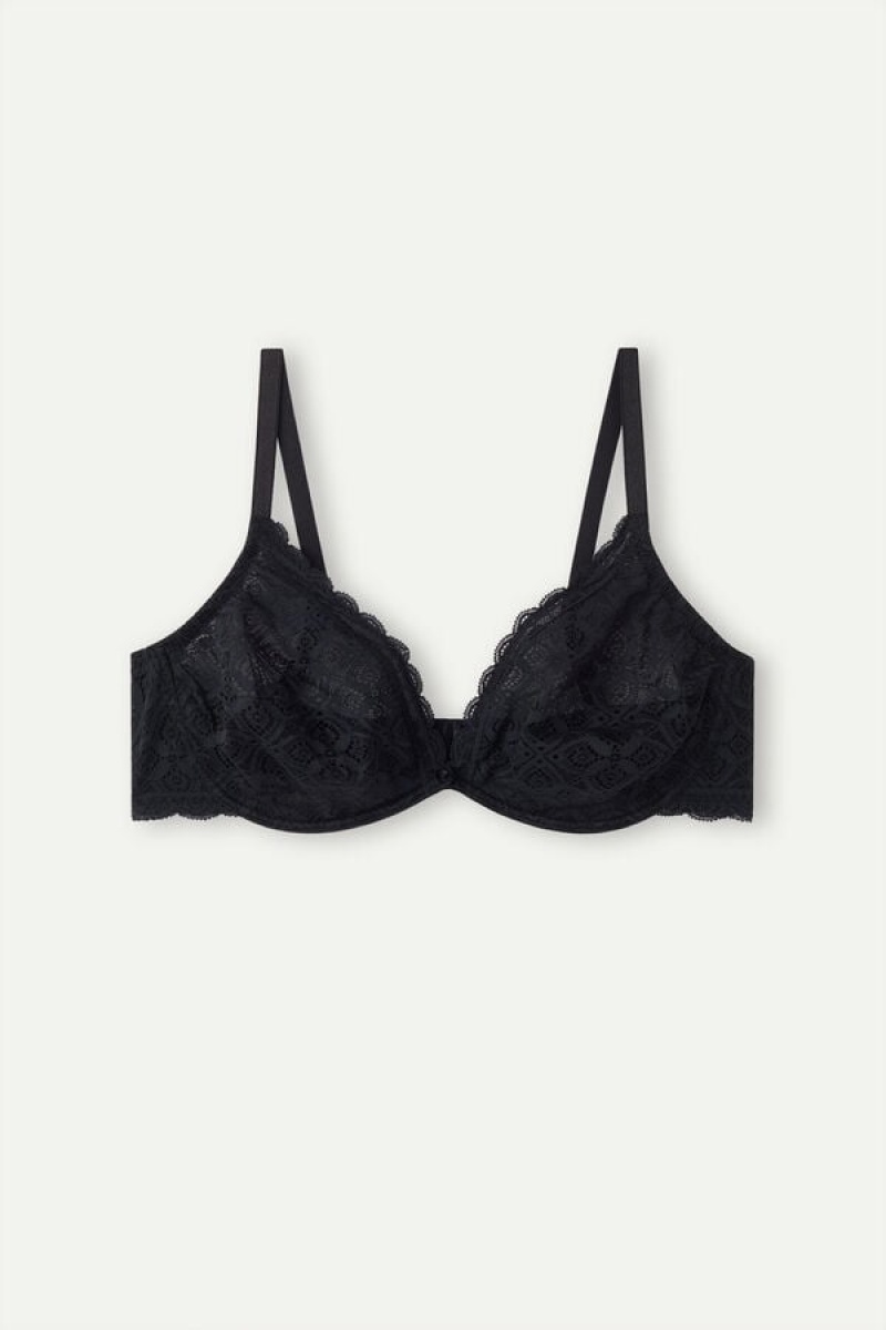 Intimissimi Alessia Balconette Bra In Lace Crne | SN-ITMSM56535