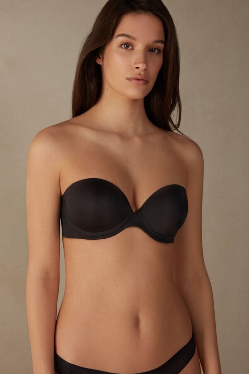 Intimissimi Anna Bandeau Bra In Ultralight Microfiber Crne | SN-ITMSM56920