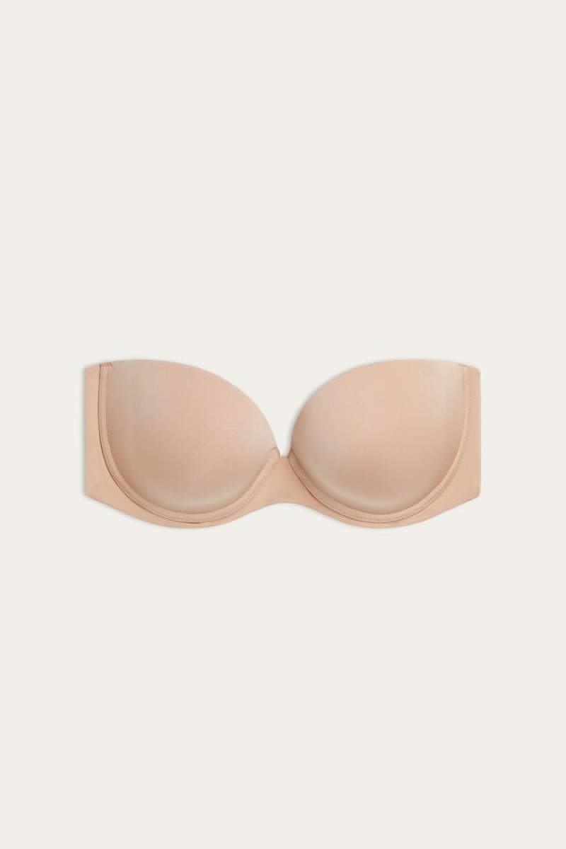 Intimissimi Anna Bandeau Bra In Ultralight Microfiber Bež | SN-ITMSM56950