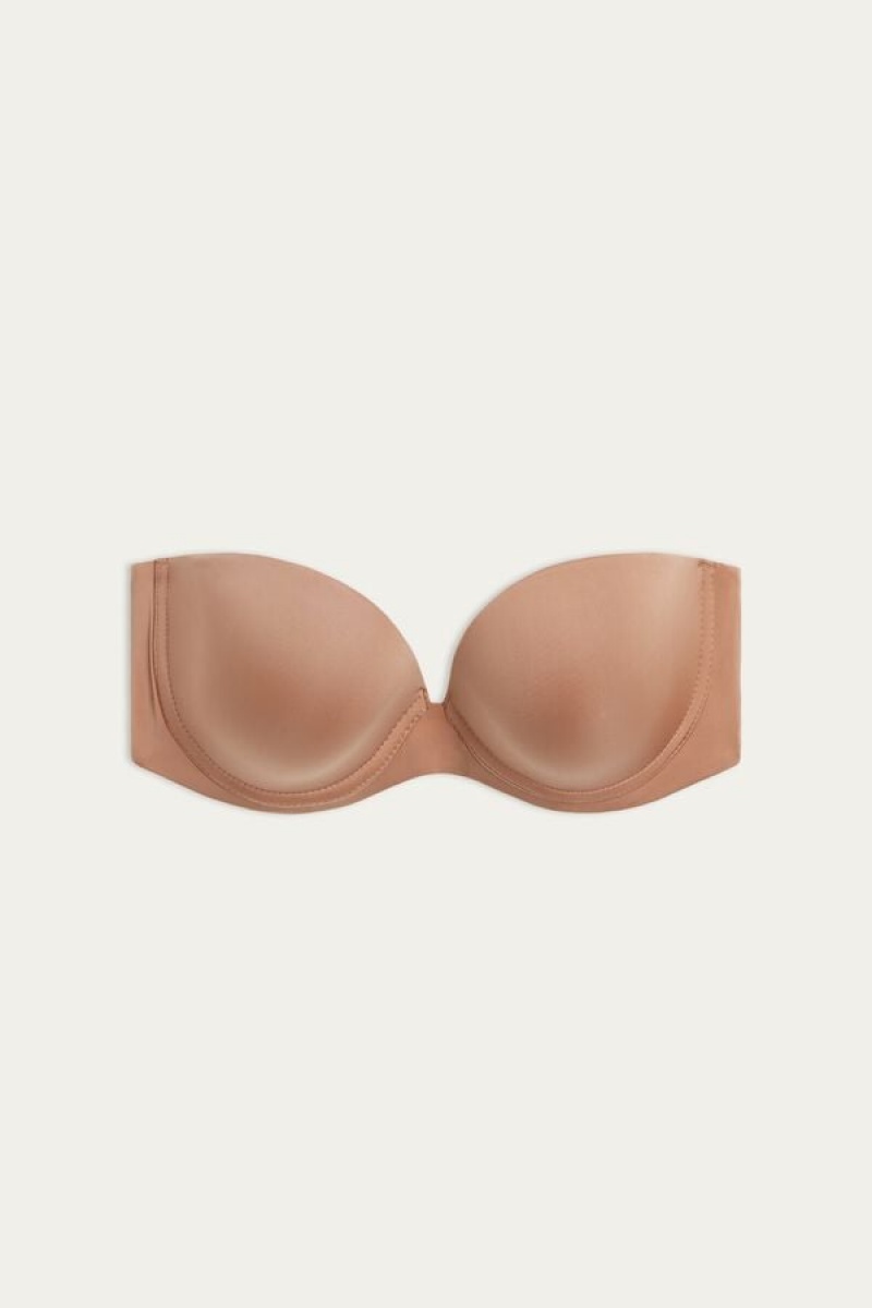 Intimissimi Anna Bandeau Bra In Ultralight Microfiber Bež | SN-ITMSM57194