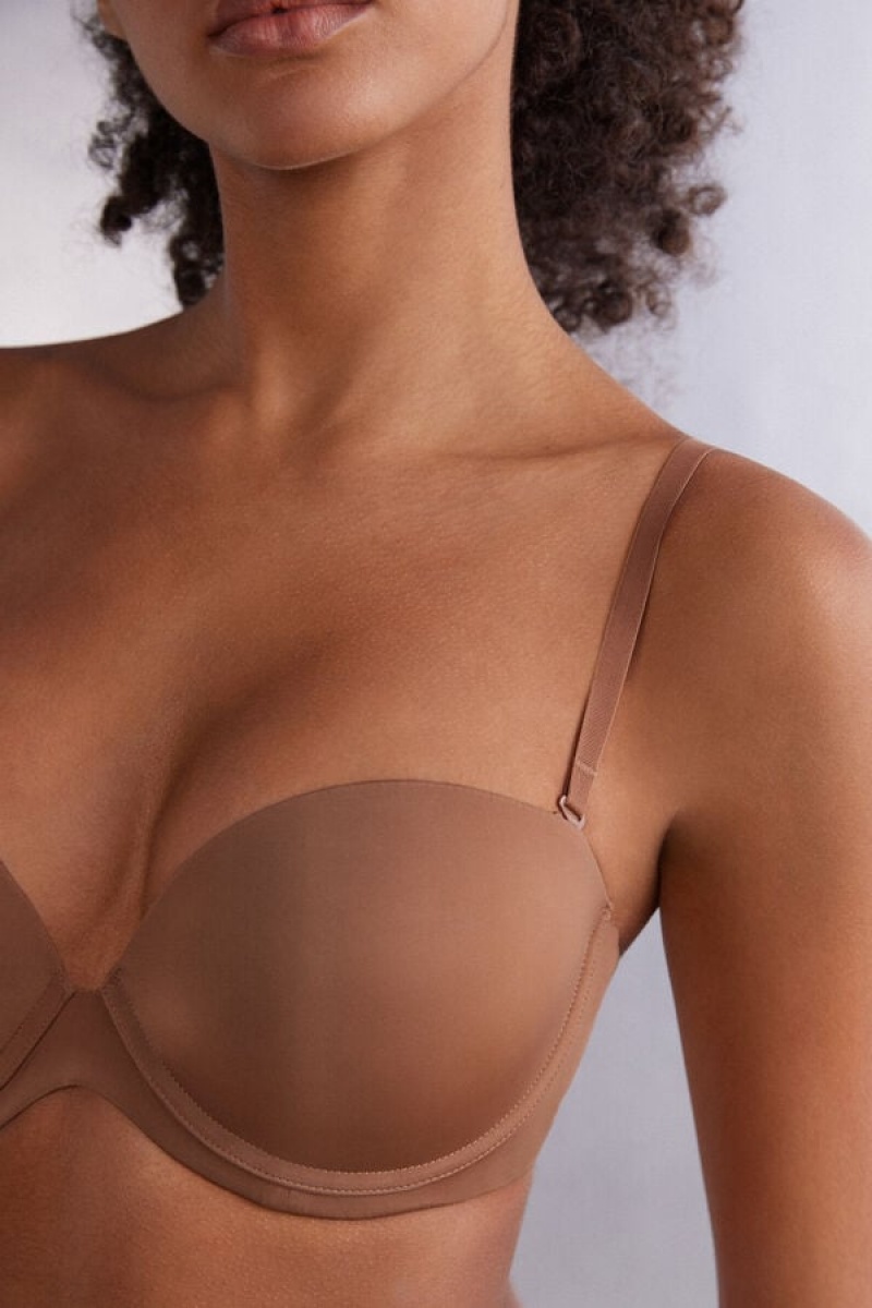 Intimissimi Anna Bandeau Bra In Ultralight Microfiber Bež | SN-ITMSM57195