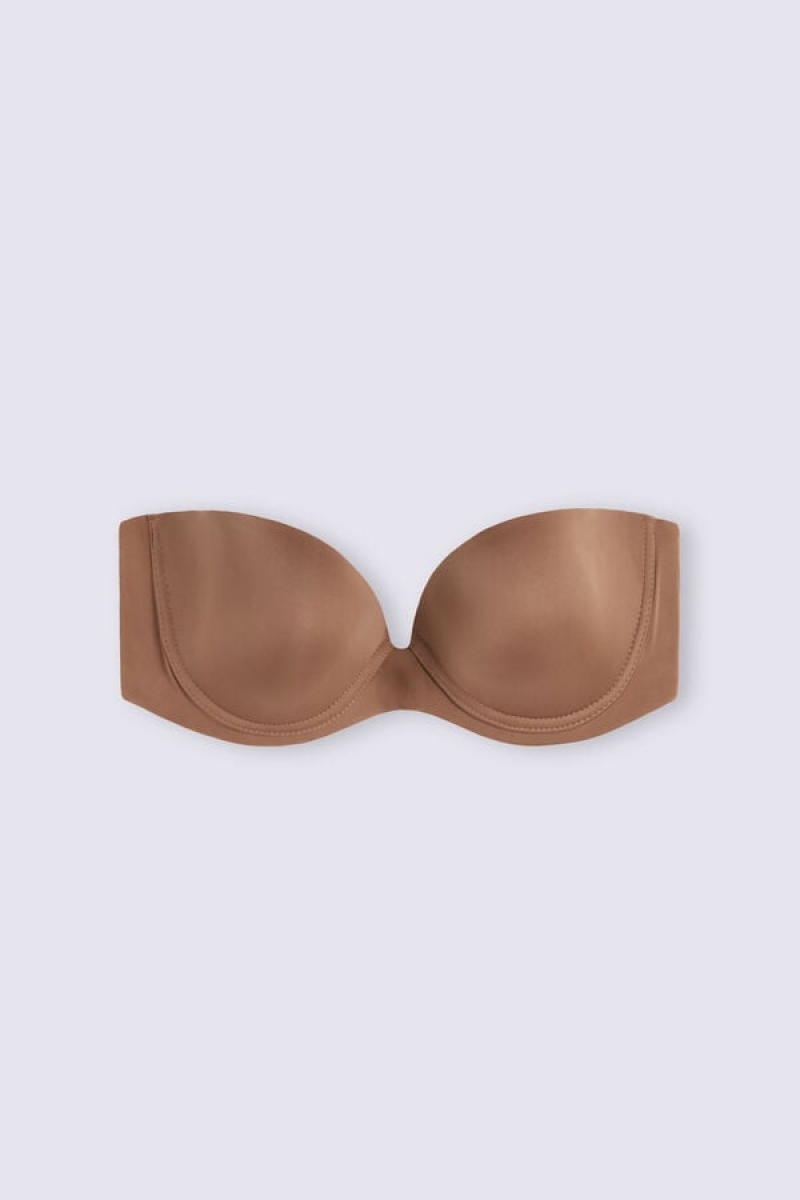 Intimissimi Anna Bandeau Bra In Ultralight Microfiber Bež | SN-ITMSM57195