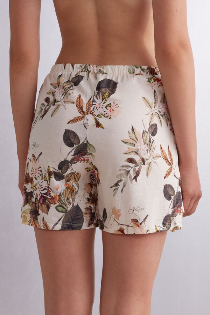 Intimissimi Autumn Botanics Shorts Supima® Ultrafresh Cotton Bež | SN-ITMSM58336