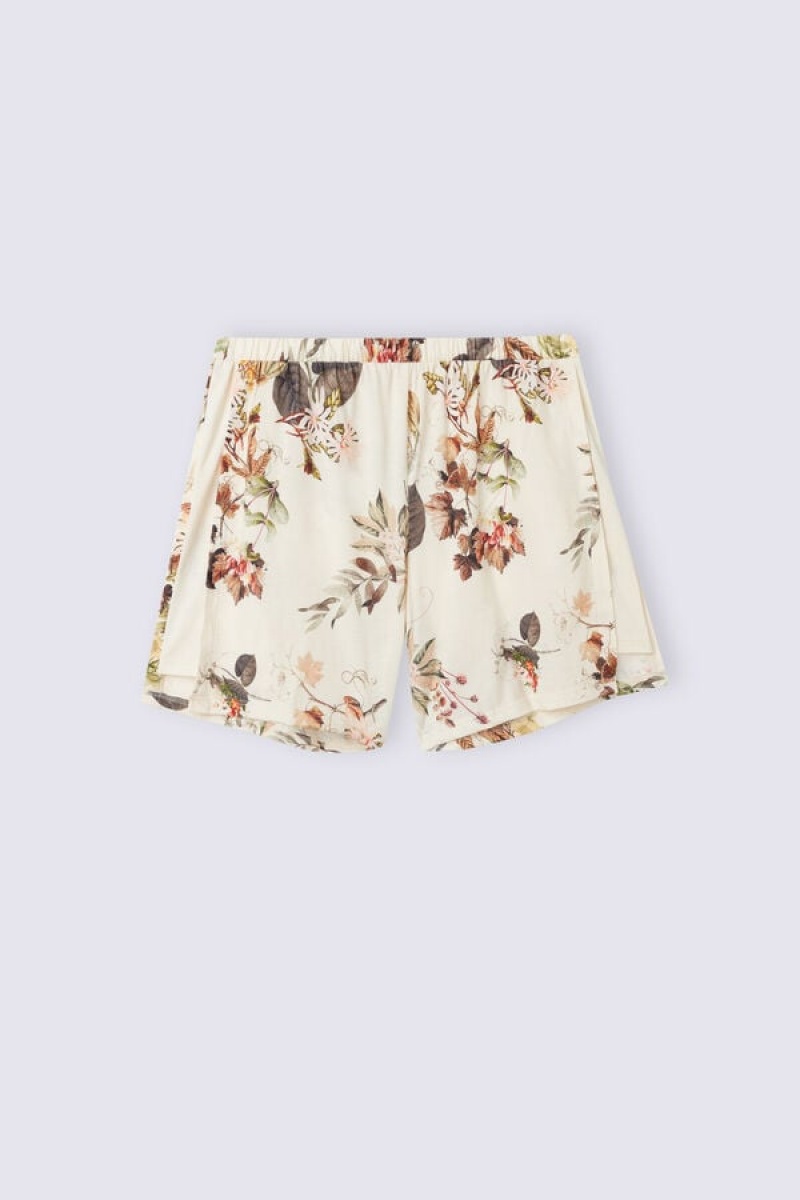 Intimissimi Autumn Botanics Shorts Supima® Ultrafresh Cotton Bež | SN-ITMSM58336