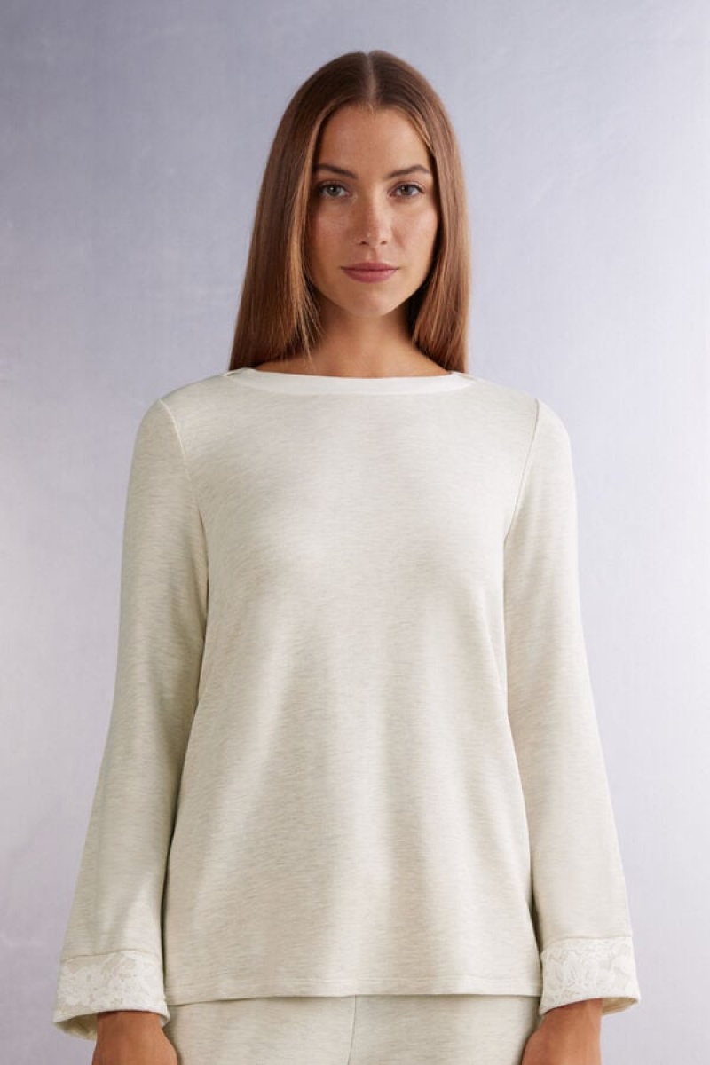 Intimissimi Baby It’S Cold Outside Bateau Neck Long Sleeve Top Bež | SN-ITMSM58306