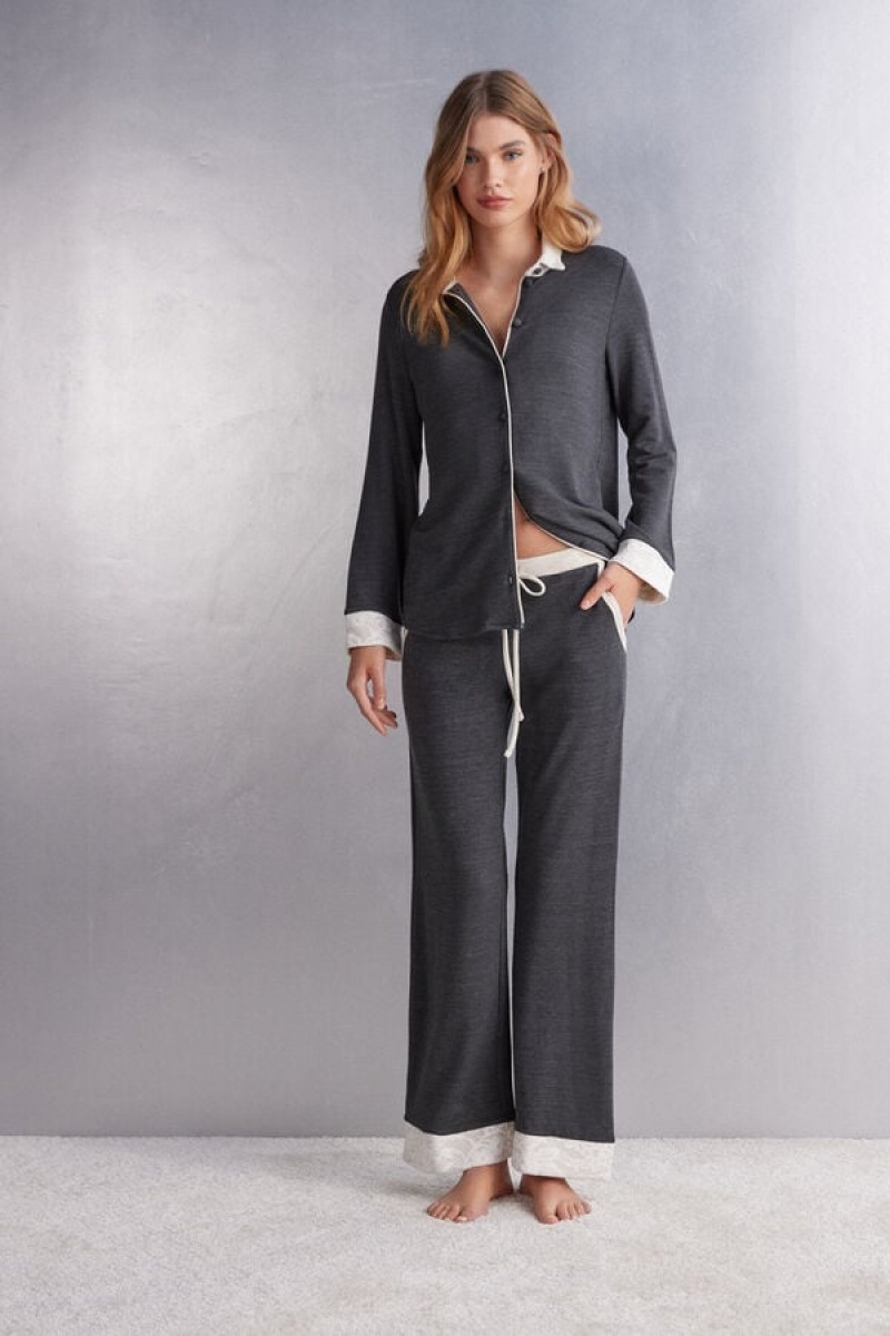 Intimissimi Baby It’S Cold Outside Modal And Vuna Full Length Palazzo Pants Sive | SN-ITMSM58304