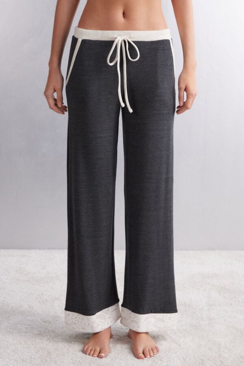 Intimissimi Baby It’S Cold Outside Modal And Vuna Full Length Palazzo Pants Sive | SN-ITMSM58304