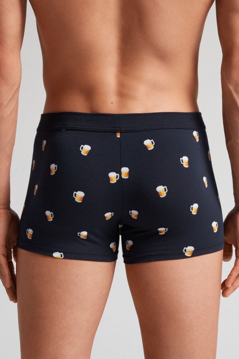 Intimissimi Beer Boxers In Fresh Supima® Cotton Plave | SN-ITMSM58516