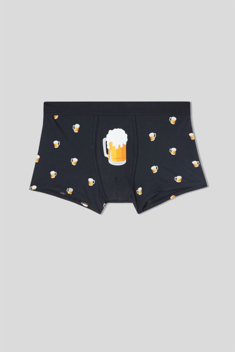 Intimissimi Beer Boxers In Fresh Supima® Cotton Plave | SN-ITMSM58516