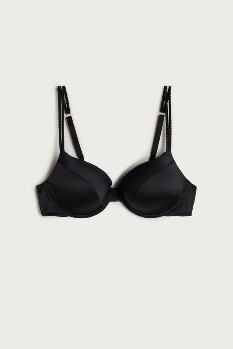 Intimissimi Bellissima Silk Push-up Bra Crne | SN-ITMSM57168