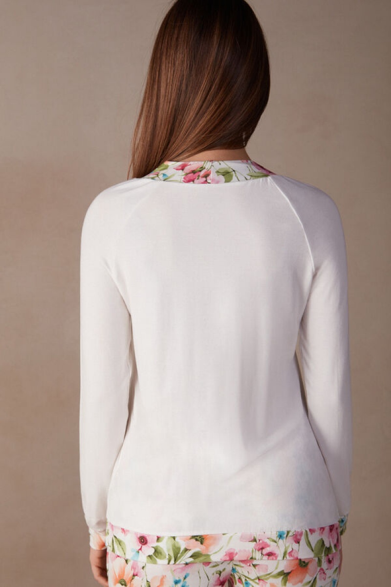 Intimissimi Botanical Lyrics Long Sleeve Modal Top Bijele | SN-ITMSM58242