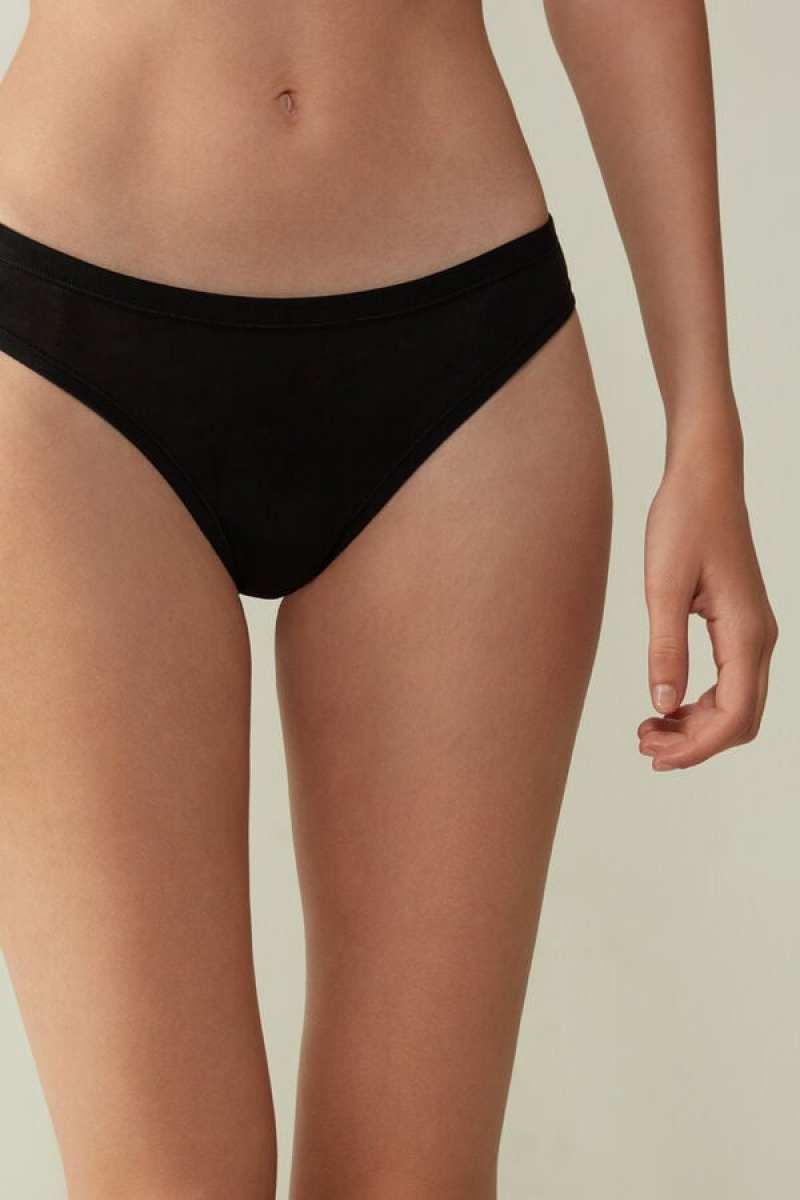 Intimissimi Brazilian Panties In Ultralight Supima® Cotton Crne | SN-ITMSM57429