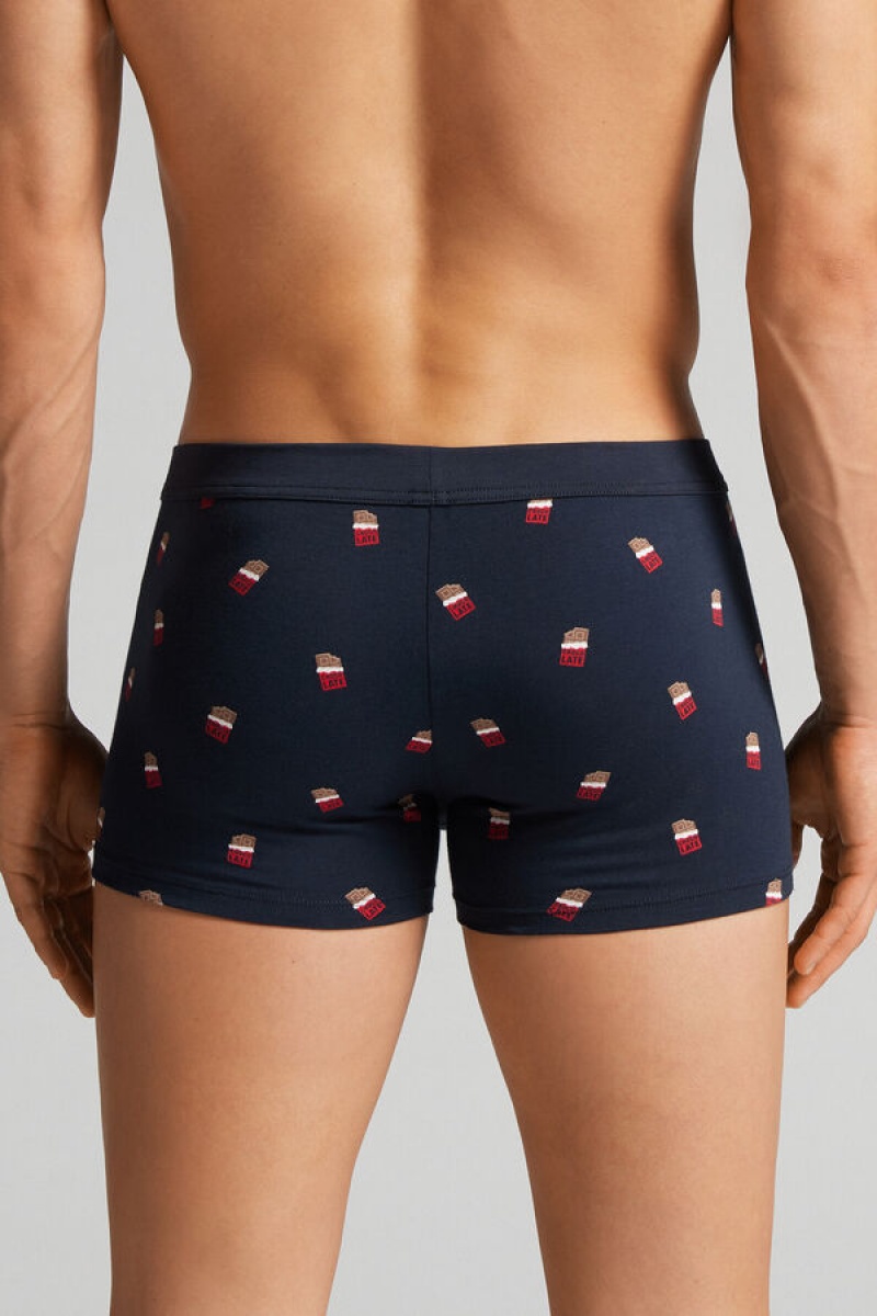 Intimissimi Candy Bar Boxers In Stretch Supima® Cotton Plave | SN-ITMSM58521