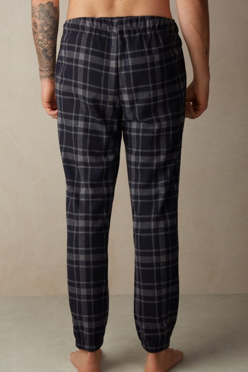 Intimissimi Check Tricot Full Length Pants Plave | SN-ITMSM58680