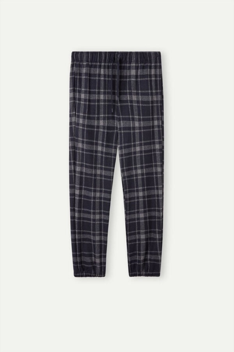 Intimissimi Check Tricot Full Length Pants Plave | SN-ITMSM58680