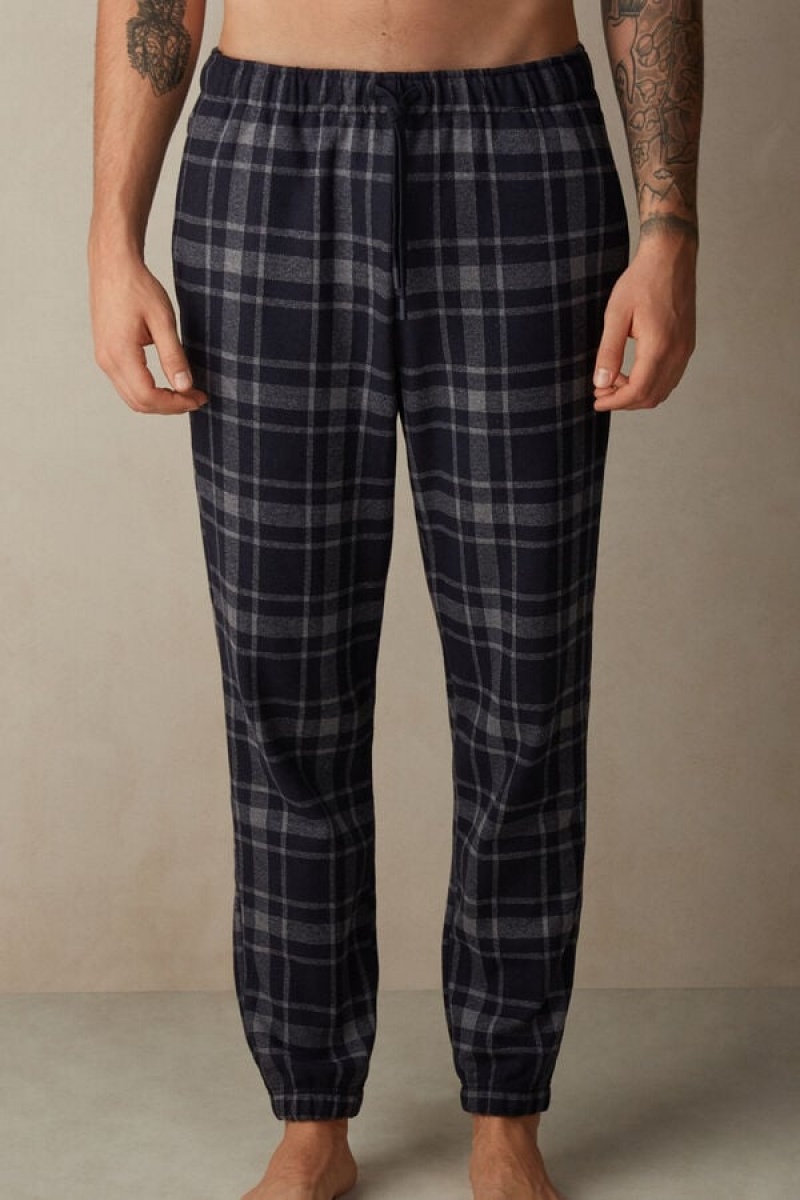 Intimissimi Check Tricot Full Length Pants Plave | SN-ITMSM58680