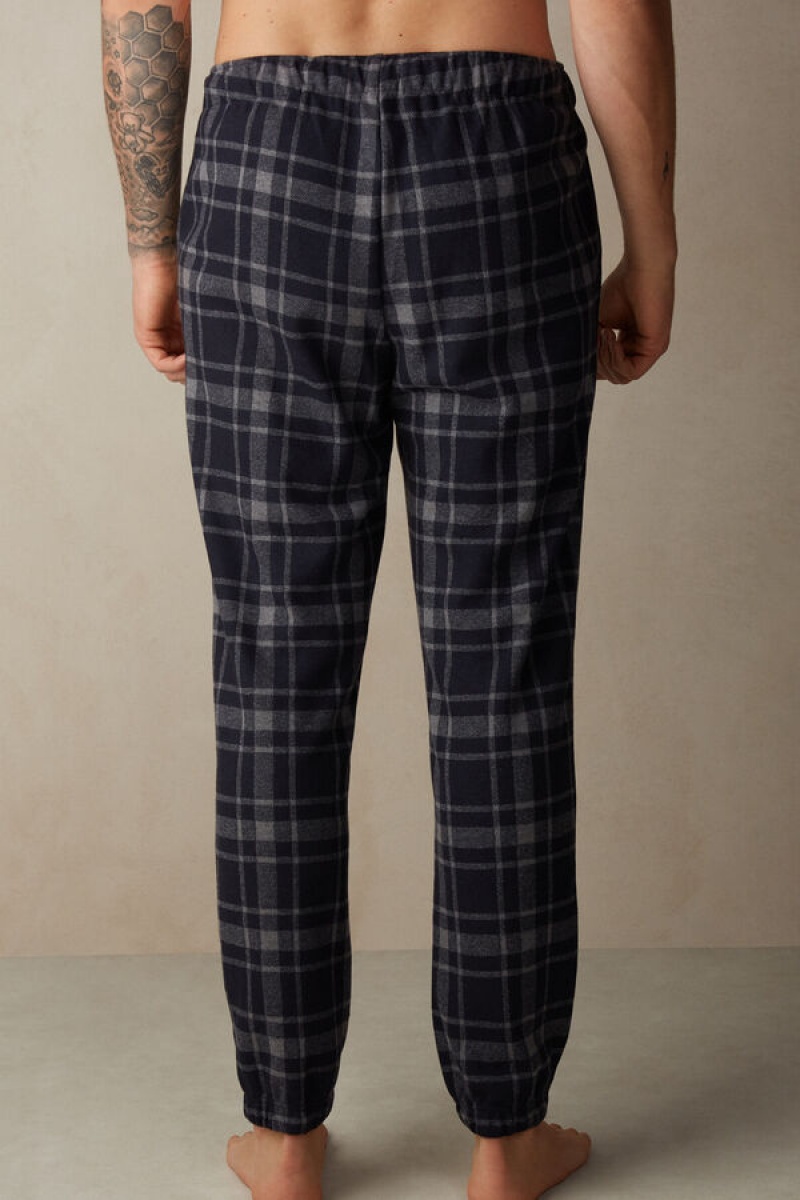 Intimissimi Check Tricot Full Length Pants Plave | SN-ITMSM58757