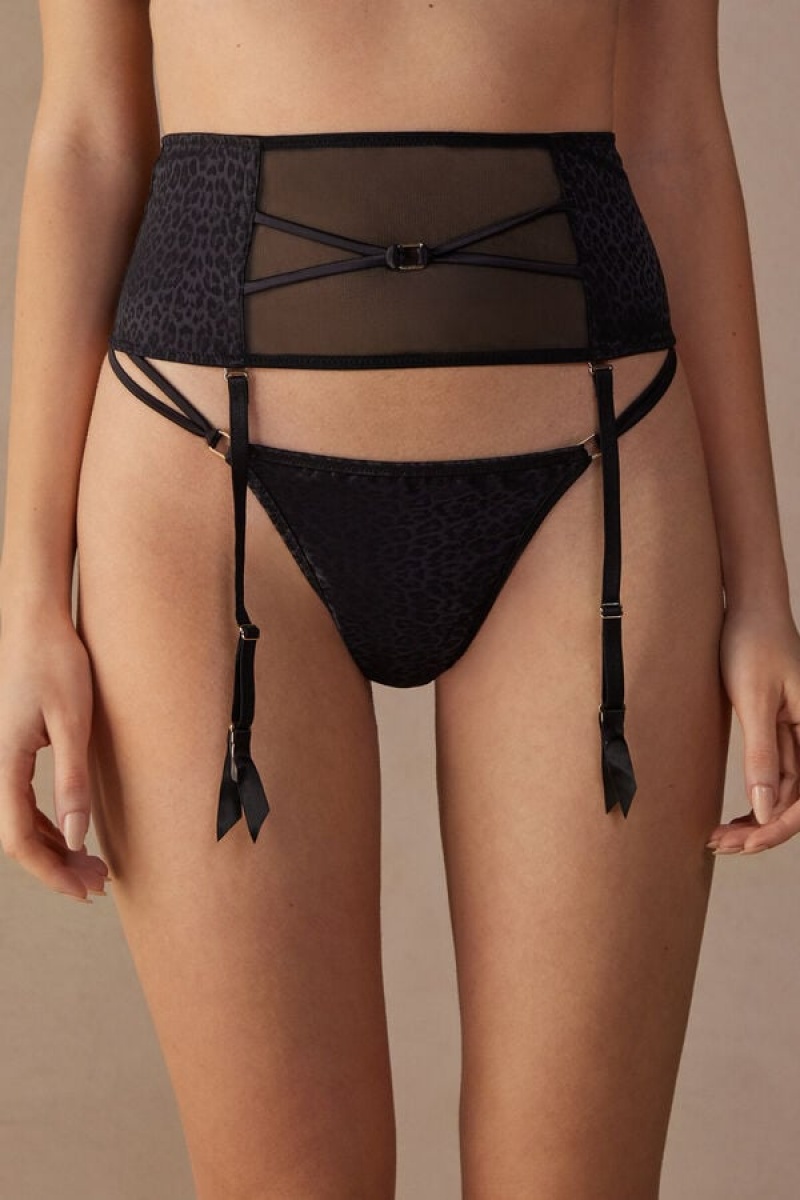 Intimissimi Cool Minimal Garter Belt Crne | SN-ITMSM57890