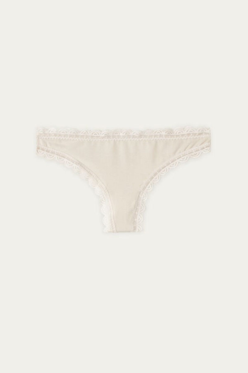 Intimissimi Cotton And Lace Brazilian Bež | SN-ITMSM57453